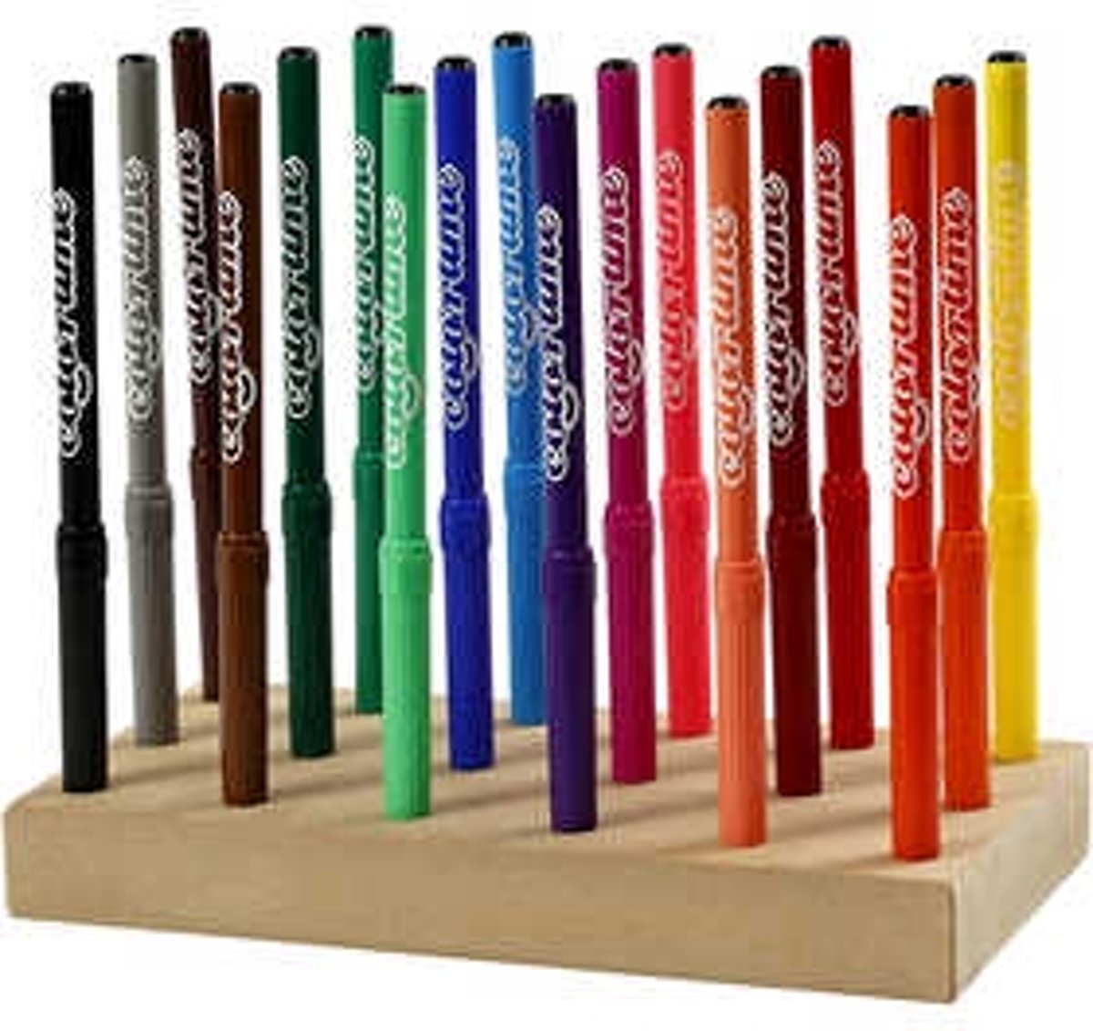 Colortime stift, lijndikte: 2 mm, diverse kleuren, inclusief houten blok, 1set [HOB-37363]